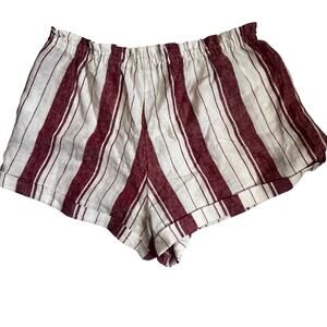 Reformation | Sawyer Shorts Savannah Stripe Red White 100% Linen XL NWT